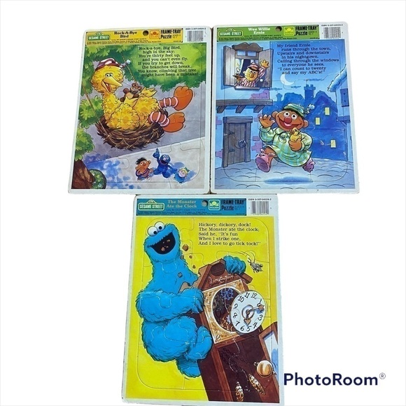 Vintage Sesame Street Tray Puzzle Children’s Kids Cookie Monster Big Bird Bert - Picture 1 of 5